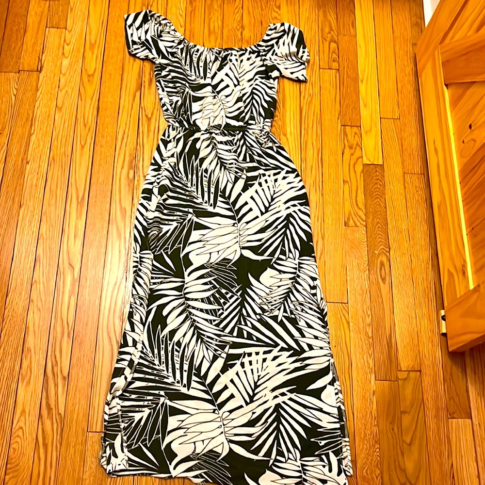 Palm print summer maxi dress